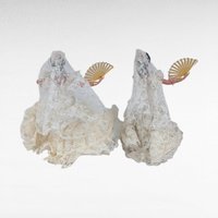 Vintage Pair Spanish Flamenco Dancer Dolls, Made in Spain, 6.5 Inch, Lace Dress, Figurine Collectible Set, Traditional Folk Art