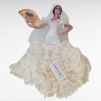 Vintage Pair Spanish Flamenco Dancer Dolls, Made in Spain, 6.5 Inch, Lace Dress, Figurine Collectible Set, Traditional Folk Art