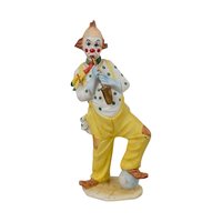 Vintage Resin Clown Figurines, 8" Clown Decor, Whimsical Clown Pair, Gift for Clown Collector, Circus Decor