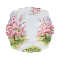 Vintage Royal Albert Blossom Time Square Cake Plate & Sweet Meat Dish | Bone China Serving Set | English Countryside DecorVintage Royal Albert Blossom Time Square Cake Plate & Sweet Meat Dish | Bone China Serving Set | English Countryside Decor