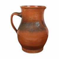 Vintage Handmade Stoneware Pitcher, Rustic Home Decor, Brown Pottery, 7.5 Inches, Country Farmhouse Style