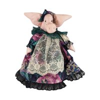 Vintage Handmade Fabric Pig Covered Nonfunctioning Glass Jar, Folk Art, Whimsical Decor, Unique Home Decor