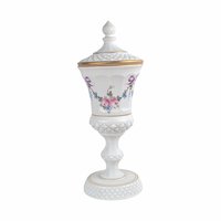Vintage Westmoreland Roses and Bows Footed Urn with Lid, 12.5" Height, Porcelain Decorative Urn, Elegant Home Decor, Gift for Collector