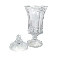 Vintage Fostoria Coin Covered Urn and Cruet Set, Crystal Glass, 13" Height, Decorative Set, Gift for Collector