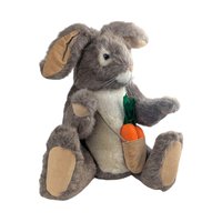 1983 Dakin Rabbit Plush with Carrots, Vintage Easter Bunny Stuffed Animal, 80s Nursery Decor, Woodland Animal, Spring Decoration