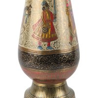 Vintage Ornate Brass Vase: 11.75" Tall Floral Engraved Design