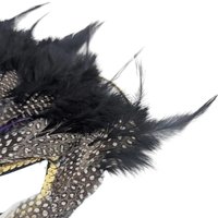 Vintage Applause Feather Half Mask, Black with Purple and Gold Trim, Costume Accessory, Masquerade Ball, Unique Decor
