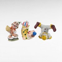 Vintage Clown Figurines, Set of 3 Tumbling Ceramic Clowns, 1980s Miniature Circus Figures, Collectible Shelf Decor