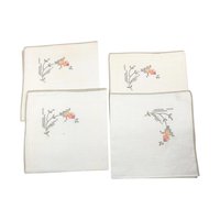 Vintage Bucilla Cross Stitch Placemat Set with Napkins, Unused Floral Embroidered Linens for Farmhouse Cottage Dining Table Decor