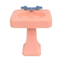 Vintage Renwal Dollhouse Bathroom Furniture, 1950s Pink Plastic Bathtub and Sinks Set, 1:16 Scale Miniature for Doll House