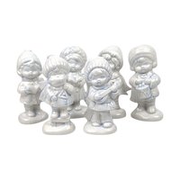 Set of 6 Vintage Ceramic Caroler Figurines, Hand-Painted, Blue Tint, 5.5 Inches Tall, Christmas Decor