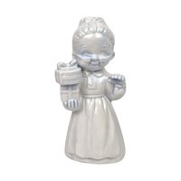 Pair of Vintage Ceramic Christmas Figurines, Man and Woman in Pajamas, Hand-Painted, Blue Tint, 7 Inches