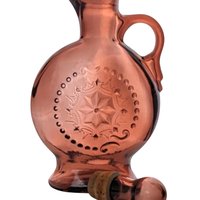 Vintage Amethyst Glass Decanter, Purple Glass Bottle with Stopper, Embossed Design, Home Bar Decor, Mid-Century Modern