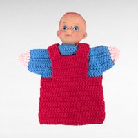 Vintage Kewpie Style Crochet Hand Puppet: Storytelling Toy