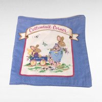 Vintage Handmade Cottontail Corner Cloth Book, 1980s Fabric Soft Book for Baby, Bunny Rabbit Nursery Toy