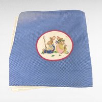 Vintage Handmade Cottontail Corner Cloth Book, 1980s Fabric Soft Book for Baby, Bunny Rabbit Nursery Toy