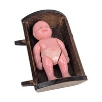 Vintage Dollhouse Nursery Set, 1:16 Scale Renwal Playpen, Wooden Cradle, 3 Miniature Babies, 1950s Doll House Accessory Lot