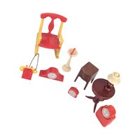 Vintage Dollhouse Accessory Lot, 9pc Renwal & Ideal, Rocking Chair Telephone Clocks, 1:16 Scale Miniature Furniture