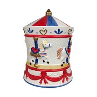 Vintage Carousel Musical Cookie Jar | Ceramic | Plays "It's a Small World"