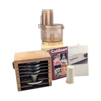 Vintage Cuisinart Food Processor with Wood Blade Caddy and Manual, Complete Appliance Set for the Home Chef
