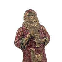 Vintage Metal Santa Taper Candle Holder, 6.5" Christmas Decor, Brass Santa Candle Holder, Holiday Mantle Decor, Gift for Santa Collectors