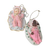 Vintage Ashton Drake Baby Ornaments, Set of 12, Resin Figurines, Collectible Nursery Decor, Christmas Tree Ornaments