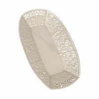 Lenox Jasmine Serving Tray | Large Oblong Platter | Cream Ceramic with Reticulated Design | Vintage Servingware | Home Decor