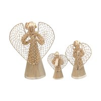 Corn Husk Angel Figurines | Set of 3 Praying Angels | Rustic Angel Decor | Handmade Angel Trio | Natural Fiber Art