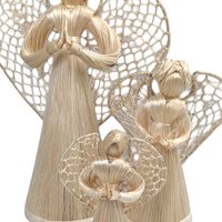 Corn Husk Angel Figurines | Set of 3 Praying Angels | Rustic Angel Decor | Handmade Angel Trio | Natural Fiber Art