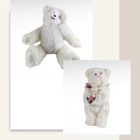 Vintage White Teddy Bears, Joan Chesney Jointed Bear, Berkeley Designs Floral Bear, Collectible Plush Toys, Gift for Collector