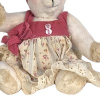 Handmade 1997 Signed Teddy Bear - 10 Inch Girl Bear in Dress - Collectible Teddy Bear - Vintage Teddy Bear Gift