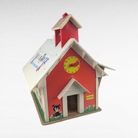 Vintage 1971 Fisher Price Play Family School House #923, Little People Schoolhouse with Bell Tower for Play or Nursery Decor