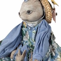 Vintage Mother Rabbit with Baby Bunnies Figurine | Ceramic and Cloth Rabbit Family | Easter Decor | Spring Decor | Nursery Decor