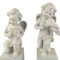 Vintage White Cherub Figurines, Musical Cherub Statues, Resin Cherub Decor, Angel Decor, Home Decor, Gift for Angel Lovers