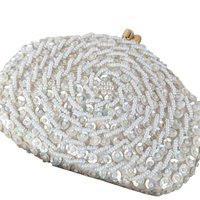 Vintage Princess Gardner Beaded Sequin Coin Purse, Ivory Evening Bag, Bridal Purse, Gift for Her, Original Box