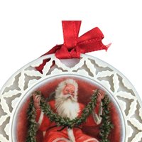 Vintage Lenox Portrait Series Santa Ornament | Santa with Garland | Porcelain Christmas Ornament | Collectible Lenox