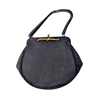 Vintage Black Evening Bag, Gold Tone Clasp, Classic Formal Handbag, Gift for Her