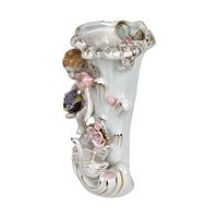 Vintage Ucagco Cherub Figural Bud Vase, Porcelain, Floral Decor, 6 Inches - Inspired by Camille Naudot, Dirty Interior, Small Vase