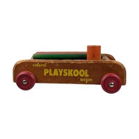 Vintage Playskool Colorol Wagon with Blocks | Wooden Pull Toy | Classic Toy | 1950s Toy | Educational Toy