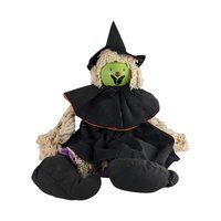 Vintage Halloween Witch Doll Pair - Rope Hair Witch, Judy Hunter Jester Witch - Spooky Decor, Collectible Dolls, Halloween Gift