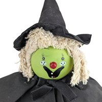 Vintage Halloween Witch Doll Pair - Rope Hair Witch, Judy Hunter Jester Witch - Spooky Decor, Collectible Dolls, Halloween Gift