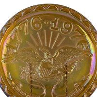 Vintage Indiana Glass Carnival Plate, US Centennial, American Eagle, Iridescent Glass, Collectible Plate, Patriotic Decor