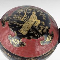 Vintage Chinese Wedding Basket, Hand Painted Red Black Gold Bamboo, Peranakan Bakul Sia Dowry Basket, Asian Home Decor