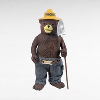 Vintage 1970s R Dakin Smokey the Bear Figure, 8" Vinyl Toy with Shovel, Forest Service Mascot, Americana Decor, National Park