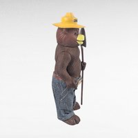 Vintage 1970s R Dakin Smokey the Bear Figure, 8" Vinyl Toy with Shovel, Forest Service Mascot, Americana Decor, National Park