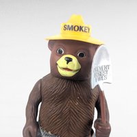 Vintage 1970s R Dakin Smokey the Bear Figure, 8" Vinyl Toy with Shovel, Forest Service Mascot, Americana Decor, National Park