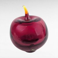 Vintage Swedish Art Glass Apple Paperweight, Red Hand Blown Glass Fruit by Konst Glass, Mid Century Modern Desk Decor, Teacher Appreciation