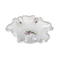 Vintage Fenton Violets in the Snow Milk Glass Dish | Ruffled Candy Dish | Trinket Dish | Collectible Glassware