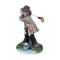 Vintage Flambro Emmett Kelly Jr. Hobo Clown Golf Figurine, Swinging Golf Club, Collectible Clown, Gift for Golfer, 5 Inches, Circus Theme