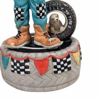Flambro Emmett Kelley "With a Little Bit of Luck" Music Box, Clown Figurine, Racing Theme, 7 Inches, Collectible Music Box, Working Music
